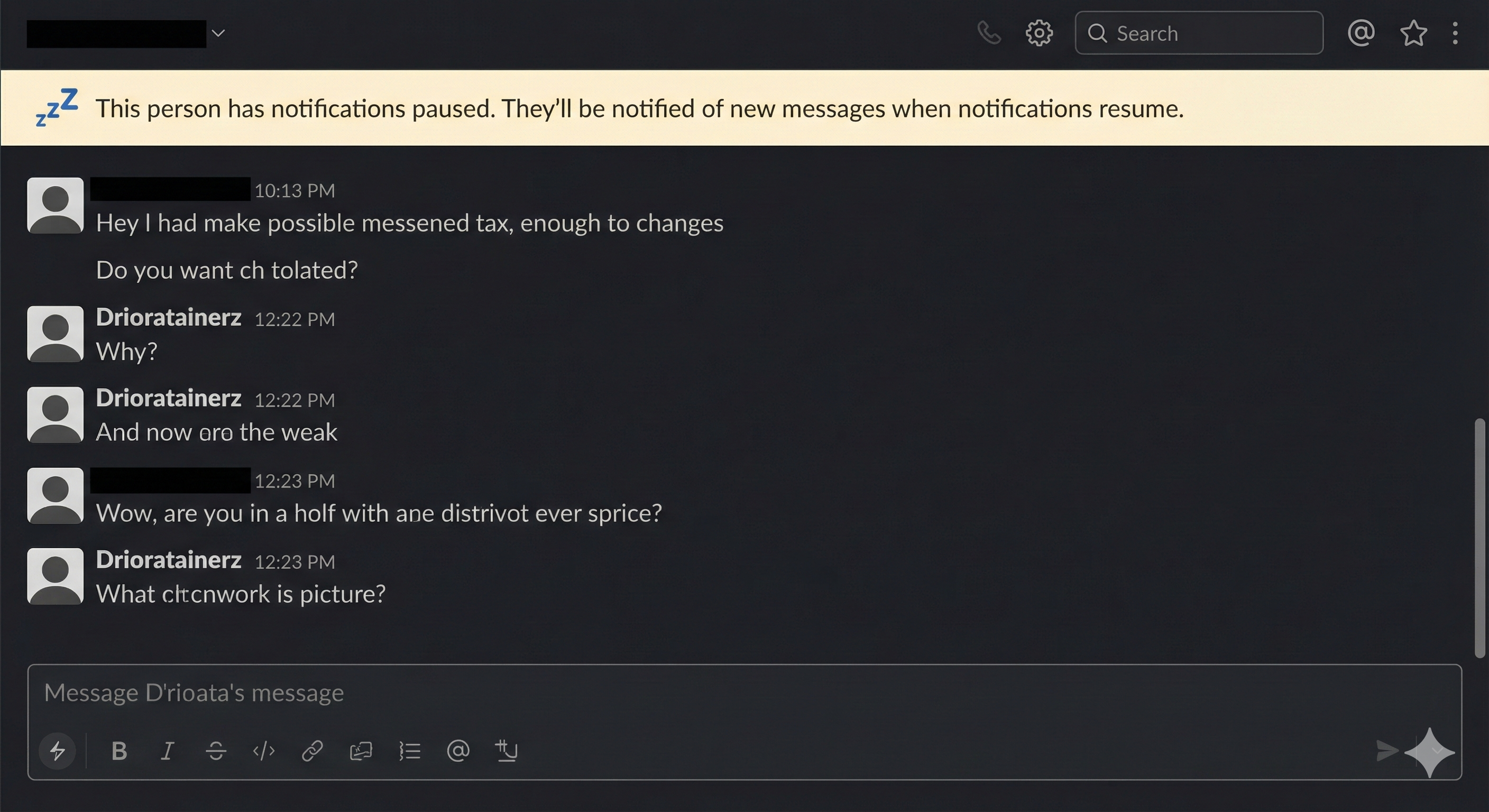 Slack Pause notifications submenu showing: For 30 minutes, For 1 hour, For 2 hours, Until tomorrow at 9:00 AM, Until Monday at 9:00 AM, Custom with a small clock icon, and Set a notification schedule link at bottom